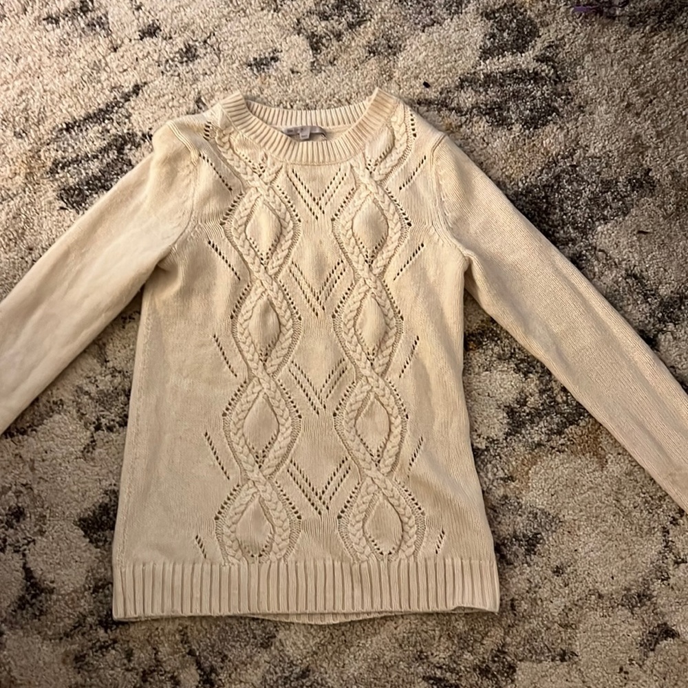 Cream, medium weight, cable knitted jumper